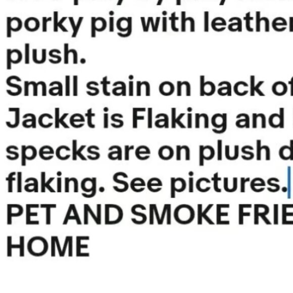 Porky Pig Looney Tunes Stuffed Animal Plush with Black Leather Jacket, SEE DESC - Picture 2 of 12